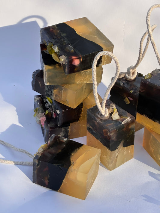 Soap with honey and charcoal